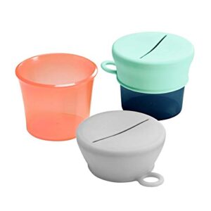 Boon Snug Toddler Snack Containers with Lids - Includes 2 Lids and 2 Baby and Toddler Spill Proof Cups for Snacks - Toddler Snack Cups for Home and Travel Essentials - Pink and Blue