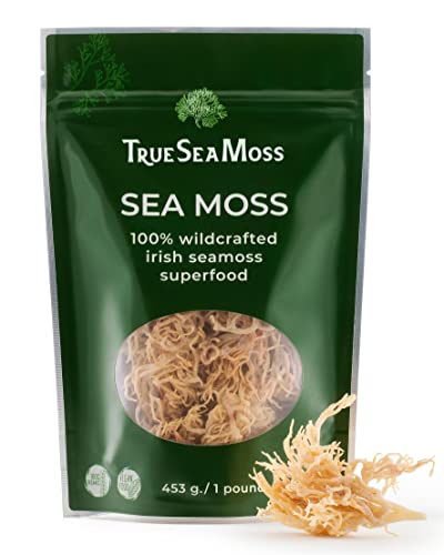 TrueSeaMoss Sea Moss Raw Wild Crafted Seamoss Raw - 100% Irish Sea Moss Raw (Pack of 1) - Dried Sea Moss Advanced Drink - Clean and Sundried - Vegan Sea Moss (1Pound) (16oz)