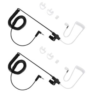 3.5mm radio earpieces (2pcs) receiver/listen only surveillance headset with clear acoustic coil tube earbud audio kit for two-way radios, transceivers and radio speaker mics jacks