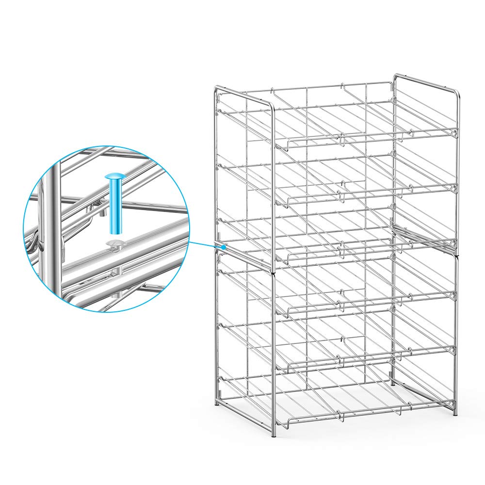 Can Organizer Stackable 2 Pack Can Storage Dispenser Rack 3 Tier Holds up 36 Cans Rotates First in First Out for Kitchen Cabinet or Pantry, Chrome Finish