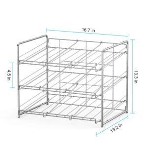 Can Organizer Stackable 2 Pack Can Storage Dispenser Rack 3 Tier Holds up 36 Cans Rotates First in First Out for Kitchen Cabinet or Pantry, Chrome Finish