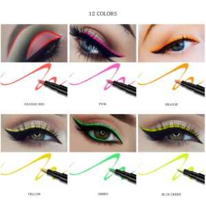 Ownest 12 Colors Liquid Eyeliner Set, Matte Liquid Eyeliner Colorful Eye Liner Pen Neon Eyeliner Makeup,Waterproof Smudge-Proof Smooth Eyeliner Pen