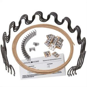 house2home 18" couch spring repair kit to fix sofa- includes 4pk of springs, upholstery spring clips, seat spring stay wire, screws, and installation instructions