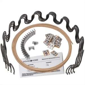 House2Home 18" Couch Spring Repair Kit to Fix Sofa- Includes 4pk of Springs, Upholstery Spring Clips, Seat Spring Stay Wire, Screws, and Installation Instructions