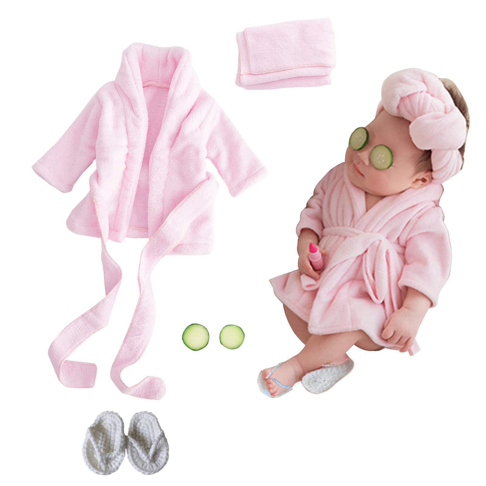 SPOKKI Newborn Photography Props Baby Girl 5 PCS Bathrobes Bath Towel ...