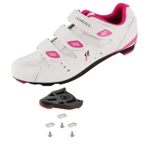 cyclingdeal road indoor bike women's cycling shoes with look arc delta compatible cleats - compatible with peloton indoor bikes pedals - size 40,white