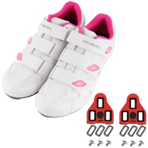 CyclingDeal Road Indoor Bike Women's Cycling Shoes with Look ARC Delta Compatible Cleats - Compatible with Peloton Indoor Bikes Pedals - Size 40,White