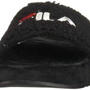 Fila Women's Fuzzy Slide Sandal, Black Red/White, 9