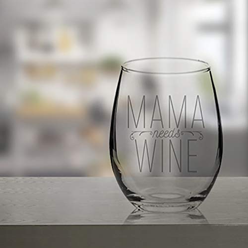 Veracco Mama Needs Wine For Mom Mothers Day Funny Birthday Gift Wine Lover Party Favor Stemless Wine Glass (Clear, Glass)