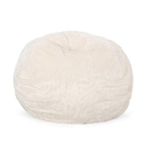 christopher knight home schley 5 foot bean bag - short faux fur - white