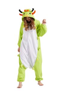 deley adult green caterpillar onesie, halloween cosplay costume unisex animal pajamas homewear sleepwear jumpsuit