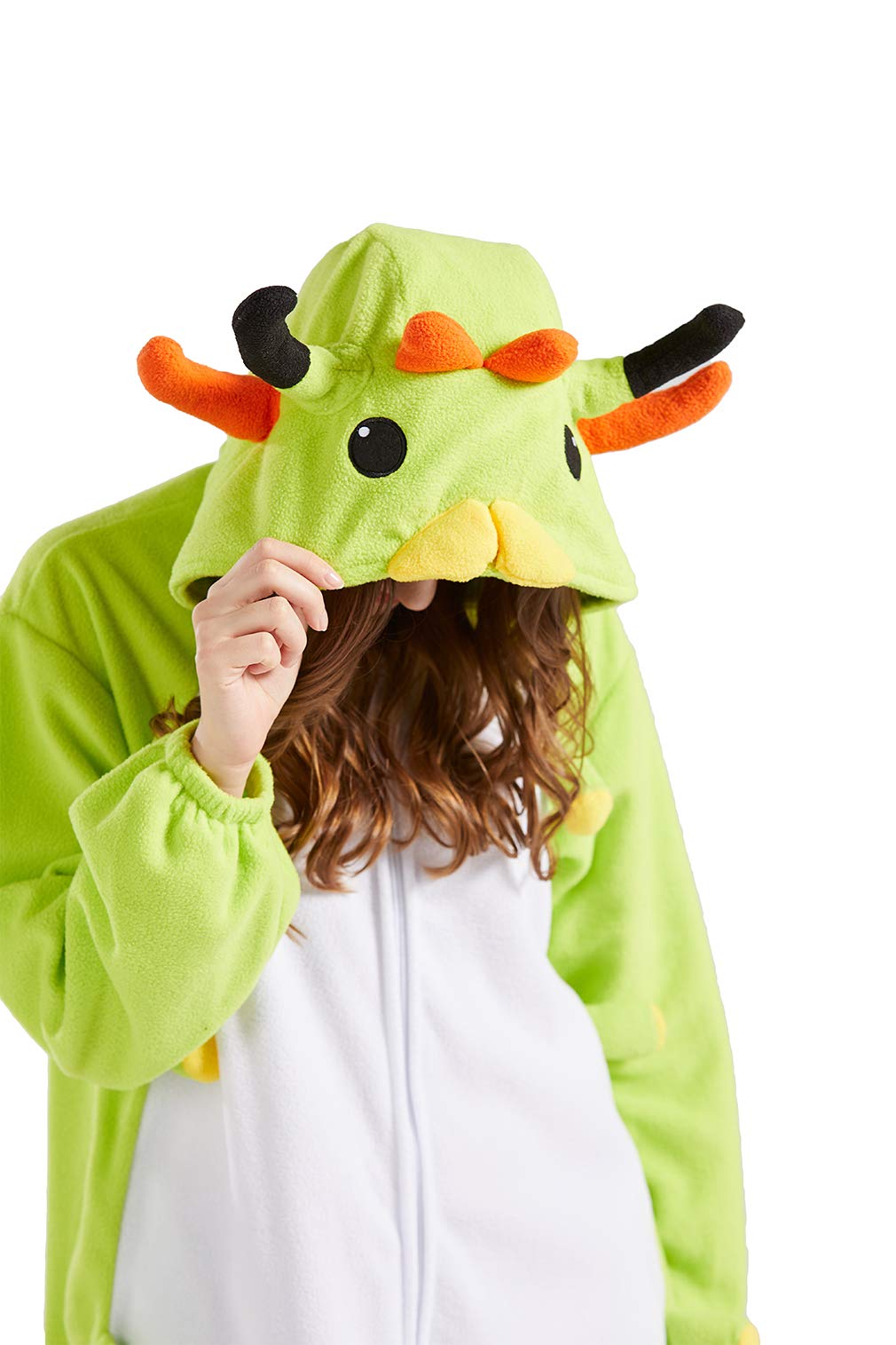 DELEY Adult Green Caterpillar Onesie, Halloween Cosplay Costume Unisex Animal Pajamas Homewear Sleepwear Jumpsuit