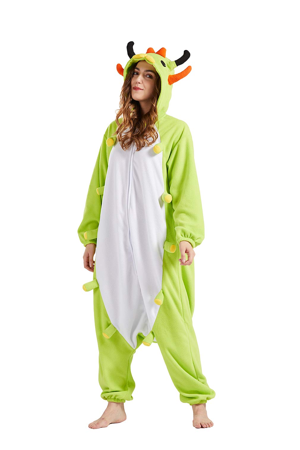 DELEY Adult Green Caterpillar Onesie, Halloween Cosplay Costume Unisex Animal Pajamas Homewear Sleepwear Jumpsuit