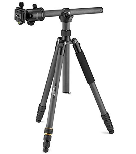 NATIONAL GEOGRAPHIC Travel Tripod, 5-Section Legs, Carbon Fiber, Compatible with Canon, Nikon, Sony DSLR, 90 Column, Twist Locks 360 Degree Ball Head,Quick Release Plate, 8KG Load Capacity, Carry Bag