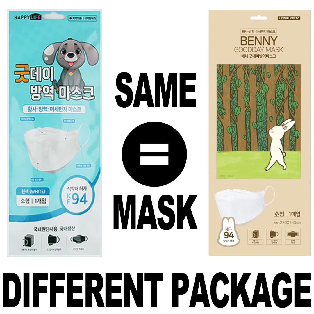 Happy Life,KIDS KF94 - Face Protective Mask for Kids (White) [Made in Korea] [20 Individually Packaged] Premium KF94 Certified Face Safety White Dust Mask for Kids,Small