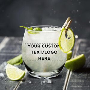 Custom Mikonos Stemless Wine Glasses 11.5 oz. Set of 10, Personalized Bulk Pack - Restaurant Glassware, Perfect for Red Wine, White Wine, Cocktails - Clear