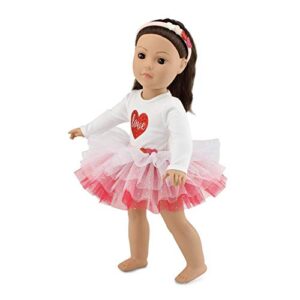 emily rose 18 inch doll clothes and accessories 18-in doll fashion tutu skirt outfit and headband | compatible with american girl dolls