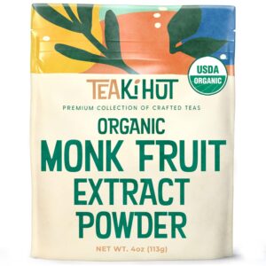 organic pure monk fruit sweetener, no erythritol 4oz, 100% monk fruit extract organic powder for keto and paleo diet, no aftertaste, zero calories, zero carbs, pure monk fruit powder, 322 servings