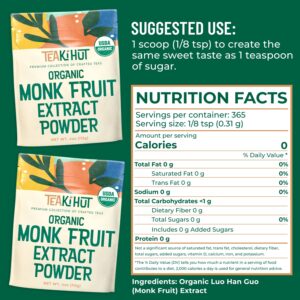 Organic Pure Monk Fruit Sweetener, No Erythritol 4oz, 100% Monk Fruit Extract Organic Powder for Keto and Paleo Diet, No Aftertaste, Zero Calories, Zero Carbs, Pure Monk Fruit Powder, 322 Servings