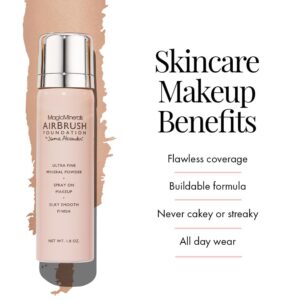 Jerome Alexander MagicMinerals AirBrush Foundation, Spray Makeup with Skincare Active Ingredients, Ultra-Light, Buildable, Full Coverage Formula (Warm Medium)