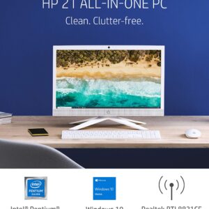 HP 21 All-in-One PC, Intel Pentium Silver J5040 Quad-Core Processor, 4 GB RAM, 128 GB SSD Storage, 20.7-inch Full HD Display, Windows 10 Home with Enhanced Security, Privacy Camera (21-b0020, 2020)