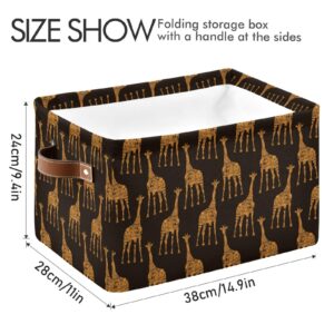 senya Large Foldable Storage Basket with Handles, Giraffes Pattern Fabric Collapsible Storage Bins Organizer Bag for Baby Storage Toy Storage 15 x 11 x 9.5 inch