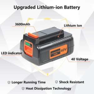 DTK 3.6Ah MAX Battery Replacement for Black and Decker, 40V Lithium Ion Battery LBX2040 LBX36 LBXR36 LBXR2036 LST540 LST136W 40V Lithium Battery Replacement
