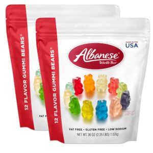 albanese world's best family share pack, 12 flavor gummi bears, 36 oz bags of candy(pack of 2)