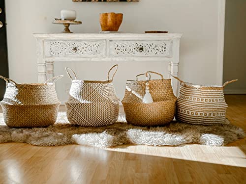 Premium Set of 4 X-Large Seagrass Baskets-Stylish and Sustainable Storage Solution for Home Decor-Handwoven, Durable & Eco-friendly-Ideal for Organizing Toys, Blankets, and more.