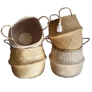 Premium Set of 4 X-Large Seagrass Baskets-Stylish and Sustainable Storage Solution for Home Decor-Handwoven, Durable & Eco-friendly-Ideal for Organizing Toys, Blankets, and more.