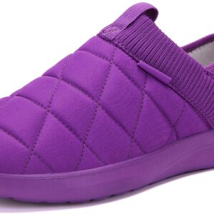 KUBUA Slippers for Men and Womens Indoor House Shoes Plush Slip on Outdoor Garden Loafers Purple 7 Women / 6 Men