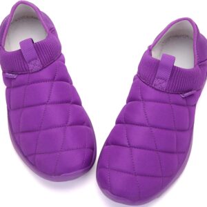 KUBUA Slippers for Men and Womens Indoor House Shoes Plush Slip on Outdoor Garden Loafers Purple 7 Women / 6 Men