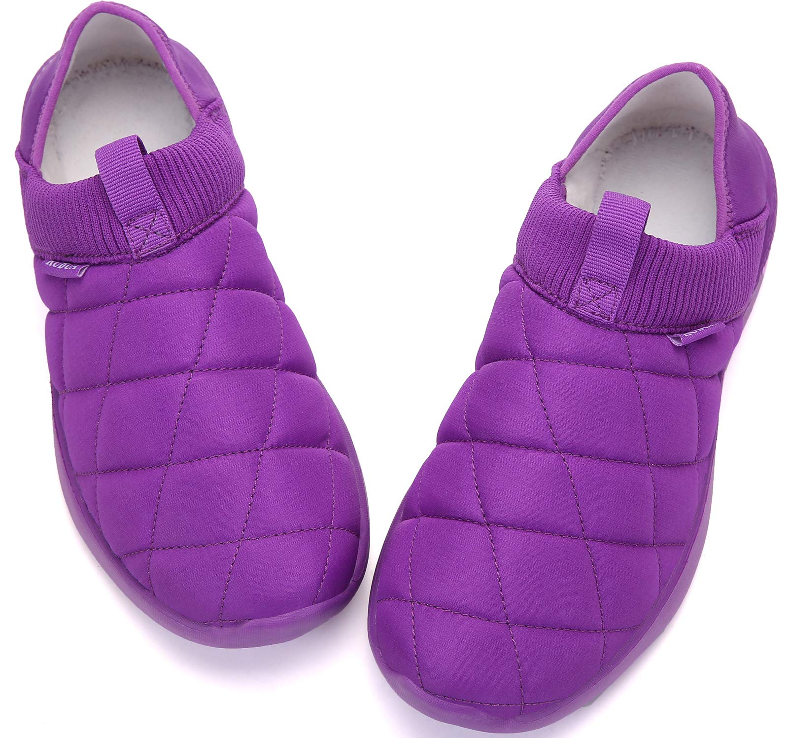 KUBUA Slippers for Men and Womens Indoor House Shoes Plush Slip on Outdoor Garden Loafers Purple 7 Women / 6 Men