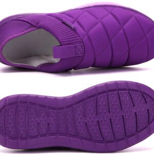 KUBUA Slippers for Men and Womens Indoor House Shoes Plush Slip on Outdoor Garden Loafers Purple 7 Women / 6 Men