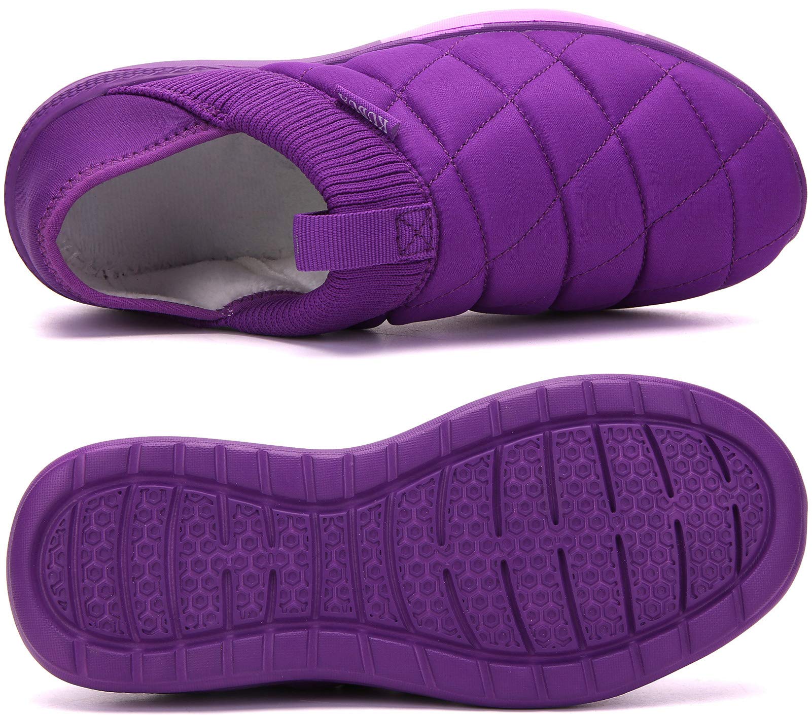 KUBUA Slippers for Men and Womens Indoor House Shoes Plush Slip on Outdoor Garden Loafers Purple 7 Women / 6 Men