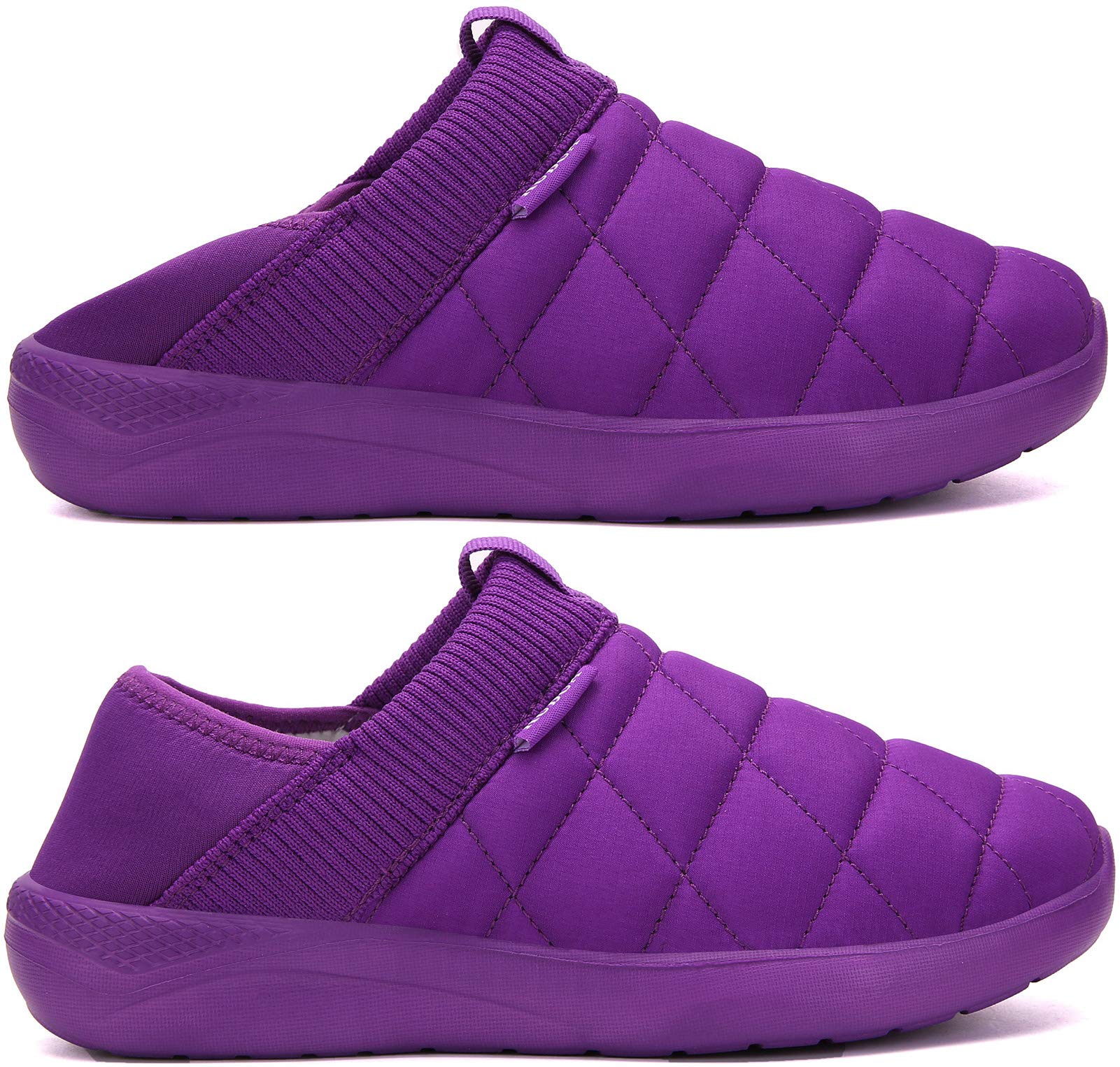 KUBUA Slippers for Men and Womens Indoor House Shoes Plush Slip on Outdoor Garden Loafers Purple 7 Women / 6 Men