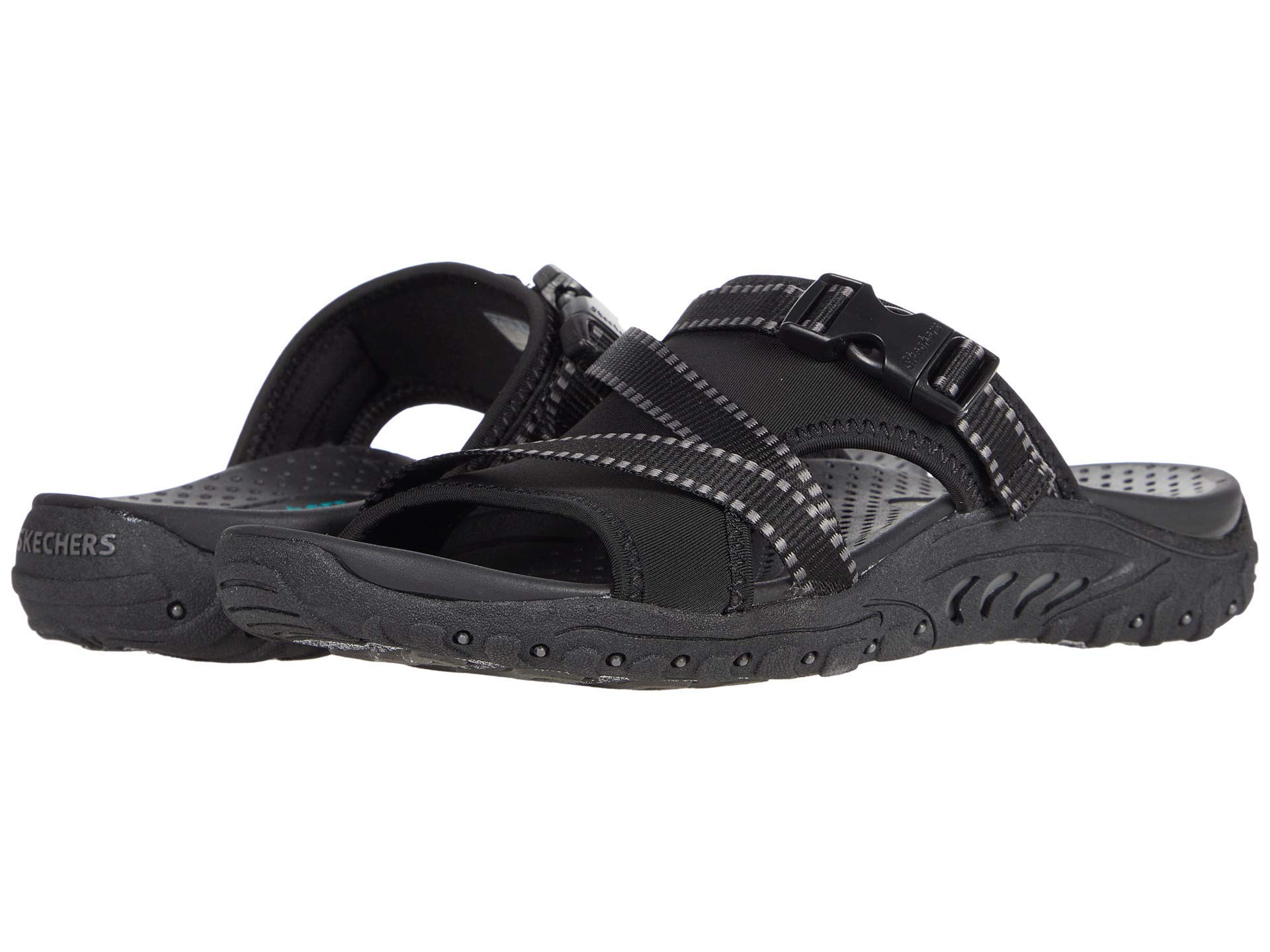 Skechers Women's Reggae-Perfect Planning Sport Sandal, Black/Black, 7