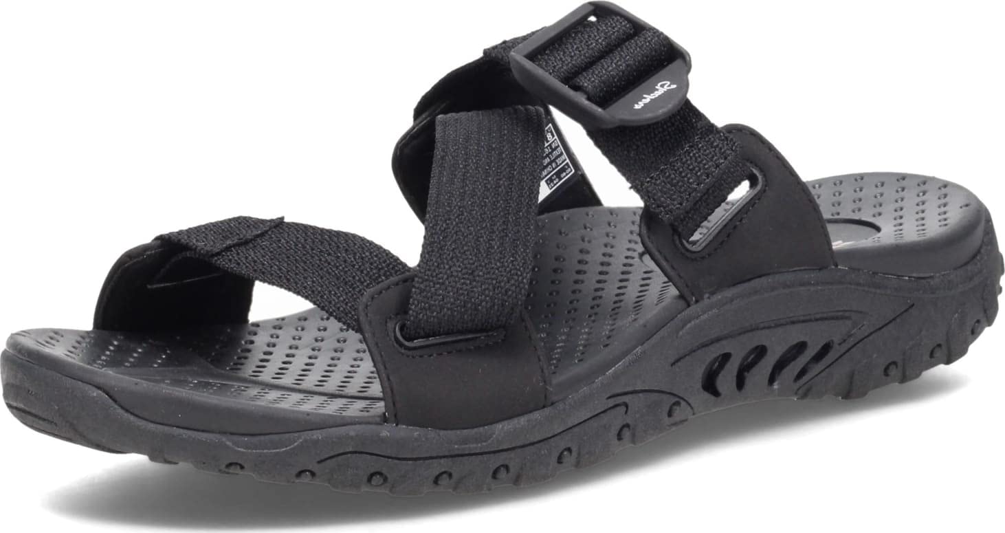 Skechers Women's Reggae-Quick Hello Sport Sandal, Black/Black, 8