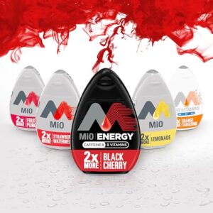 MiO Energy Black Cherry Liquid Water Enhancer Drink Mix, 2x More, 3.24 Fl Oz Bottle, As Seen on TikTok