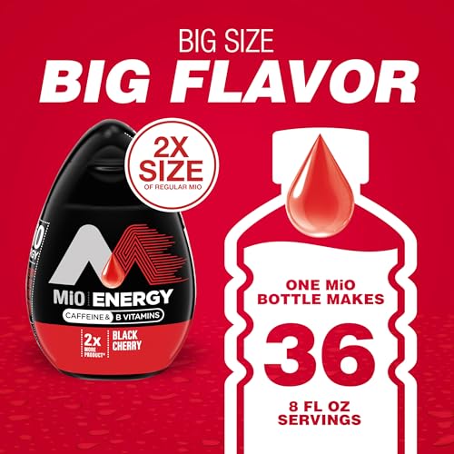 MiO Energy Black Cherry Liquid Water Enhancer Drink Mix, 2x More, 3.24 Fl Oz Bottle, As Seen on TikTok