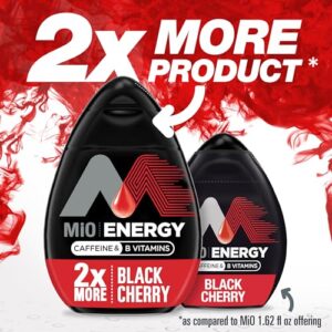 MiO Energy Black Cherry Liquid Water Enhancer Drink Mix, 2x More, 3.24 Fl Oz Bottle, As Seen on TikTok