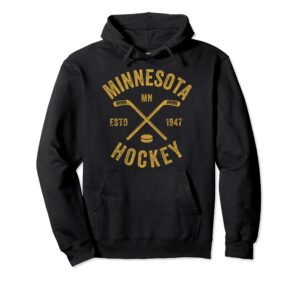 minnesota mn ice hockey sticks vintage gift pullover hoodie