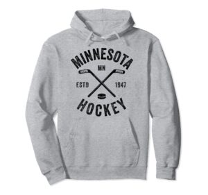 distressed minnesota mn ice hockey sticks vintage gift pullover hoodie