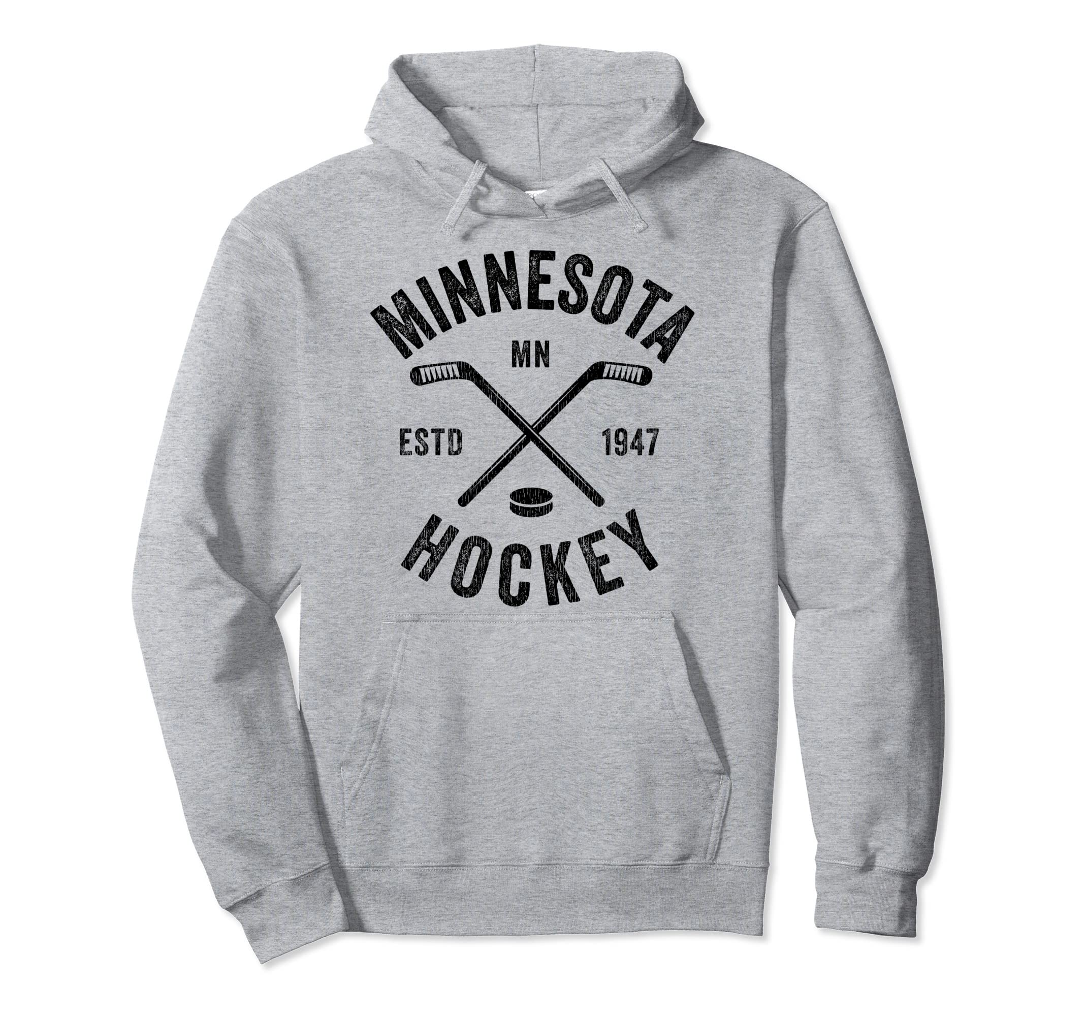 Distressed Minnesota MN Ice Hockey Sticks Vintage Gift Pullover Hoodie