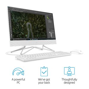 HP 22-inch All-in-One Desktop Computer, AMD Athlon Silver 3050U Processor, 4 GB RAM, 256 GB SSD, Windows 10 Home (22-dd0010, White), Snow White (Renewed)