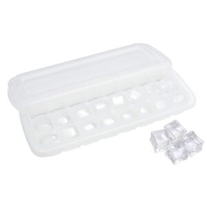 humbee ice cube tray, soft silicone ice tray with lid, flexible stackable ice cube trays for freezer, 1-inch cubes (24 cubes, white)