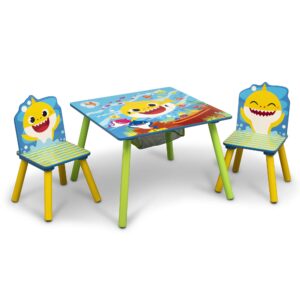 delta children kids table storage (2 chairs included) -ideal for arts & crafts, snack time, homeschooling, homework & more, baby shark, 3 piece set
