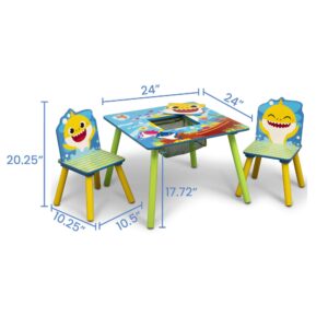 Delta Children Kids Table Storage (2 Chairs Included) -Ideal for Arts & Crafts, Snack Time, Homeschooling, Homework & More, Baby Shark, 3 Piece Set