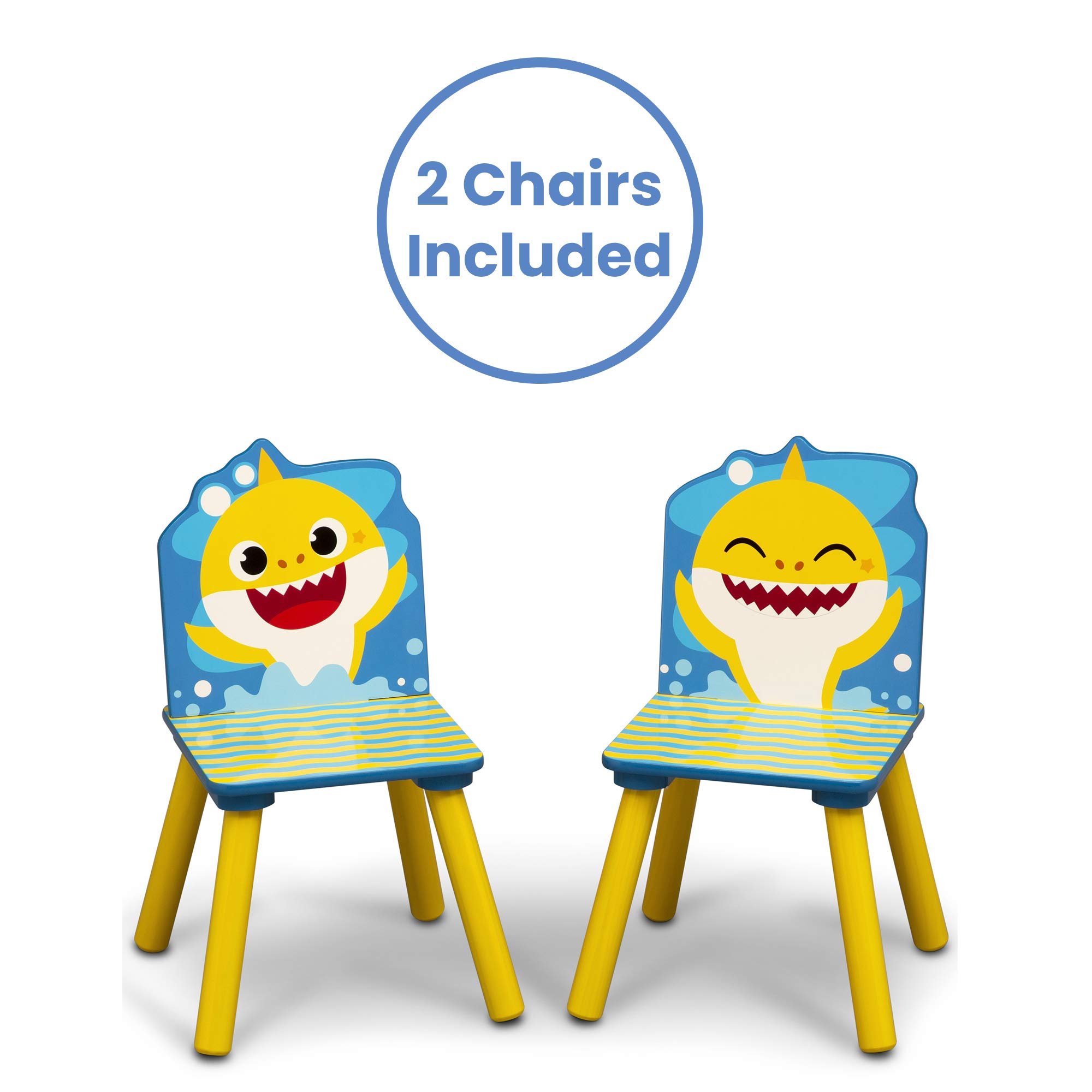 Delta Children Kids Table Storage (2 Chairs Included) -Ideal for Arts & Crafts, Snack Time, Homeschooling, Homework & More, Baby Shark, 3 Piece Set