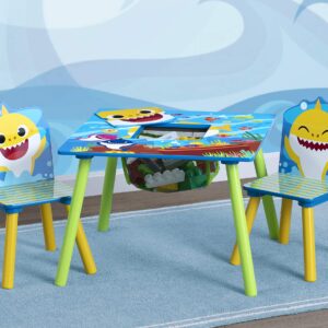 Delta Children Kids Table Storage (2 Chairs Included) -Ideal for Arts & Crafts, Snack Time, Homeschooling, Homework & More, Baby Shark, 3 Piece Set